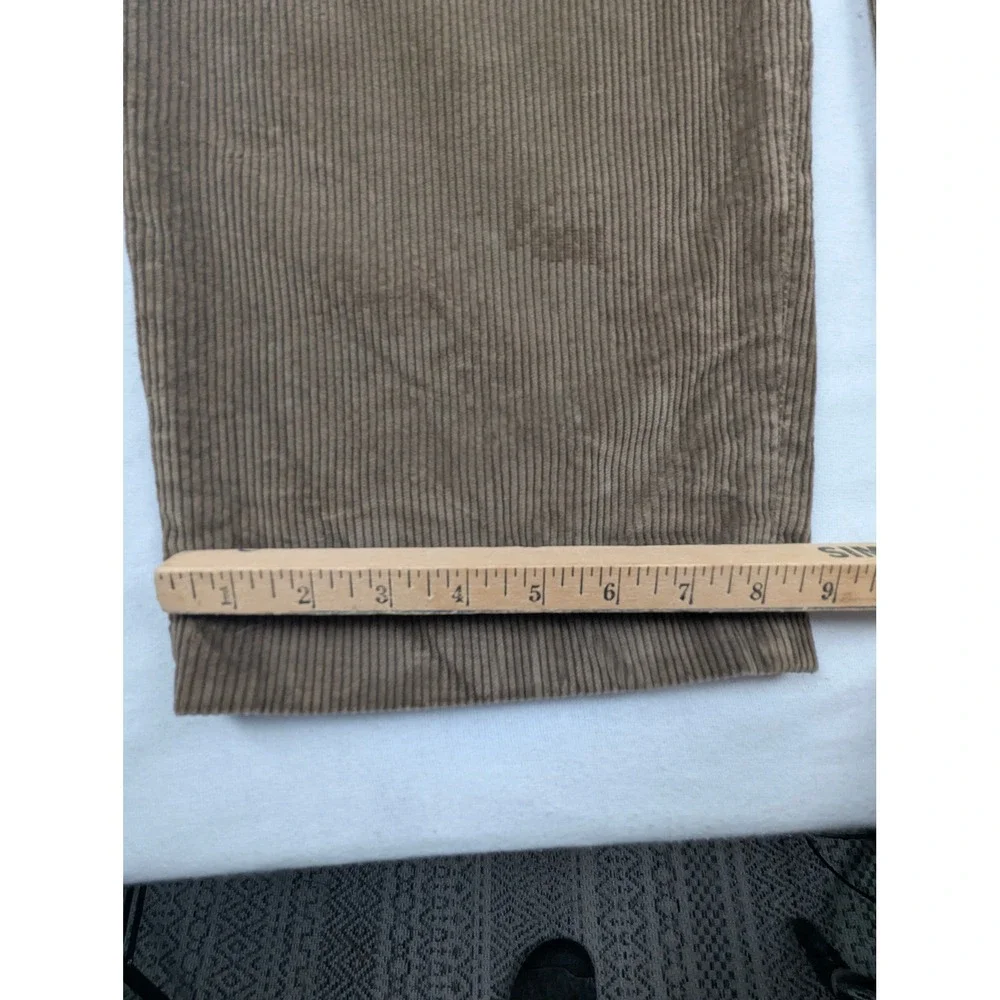 Eddie Bauer Mens Brown Corduroy Pleated Relaxed Fit Pants 36x28 Wide Wale Brown